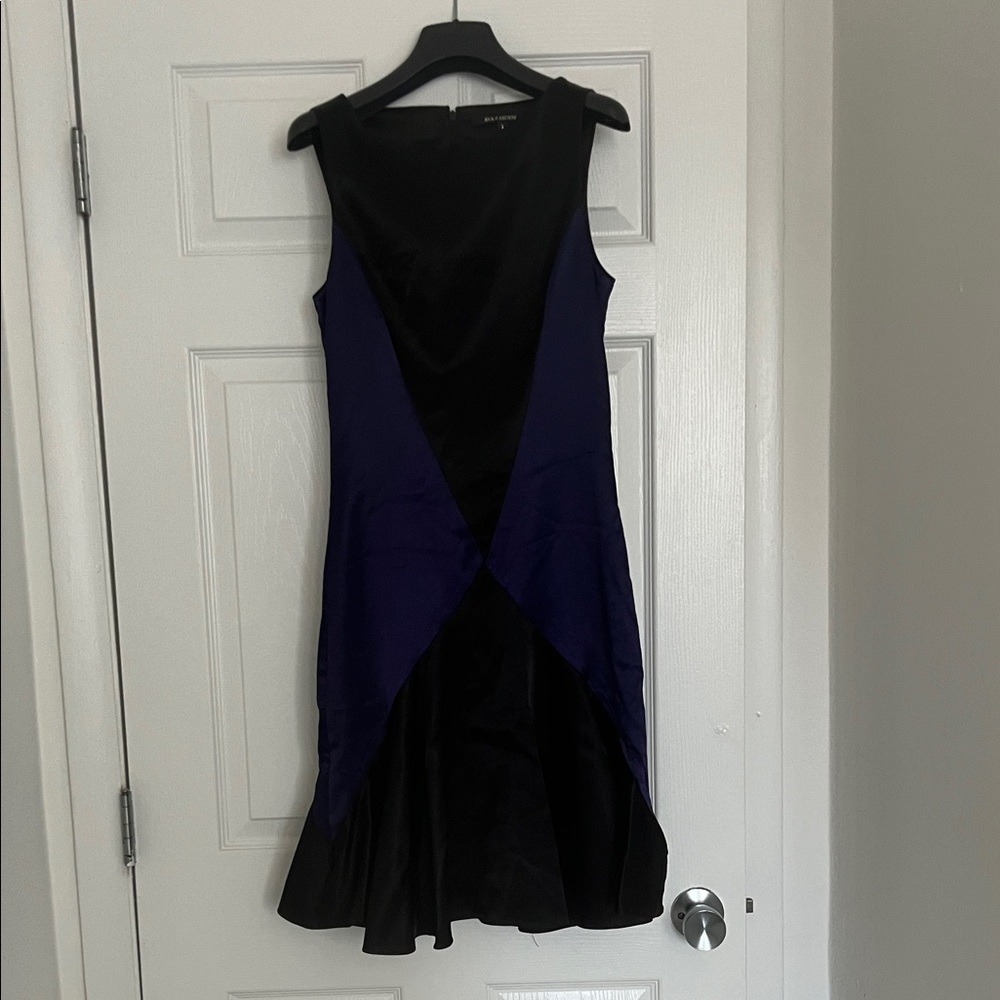 Ava & Aiden Black and Blue Midi Dress